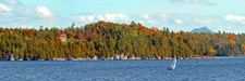 Bluff Point Lighthouse on Valcour Island NY panorama